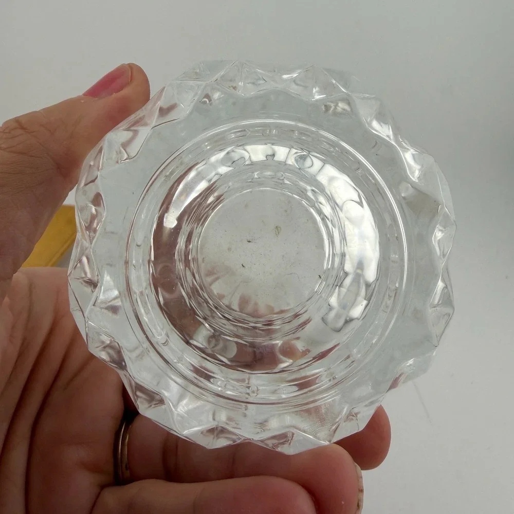 Clear Diamond Cut Fluted Glass Flared Octagonal Bud Vase